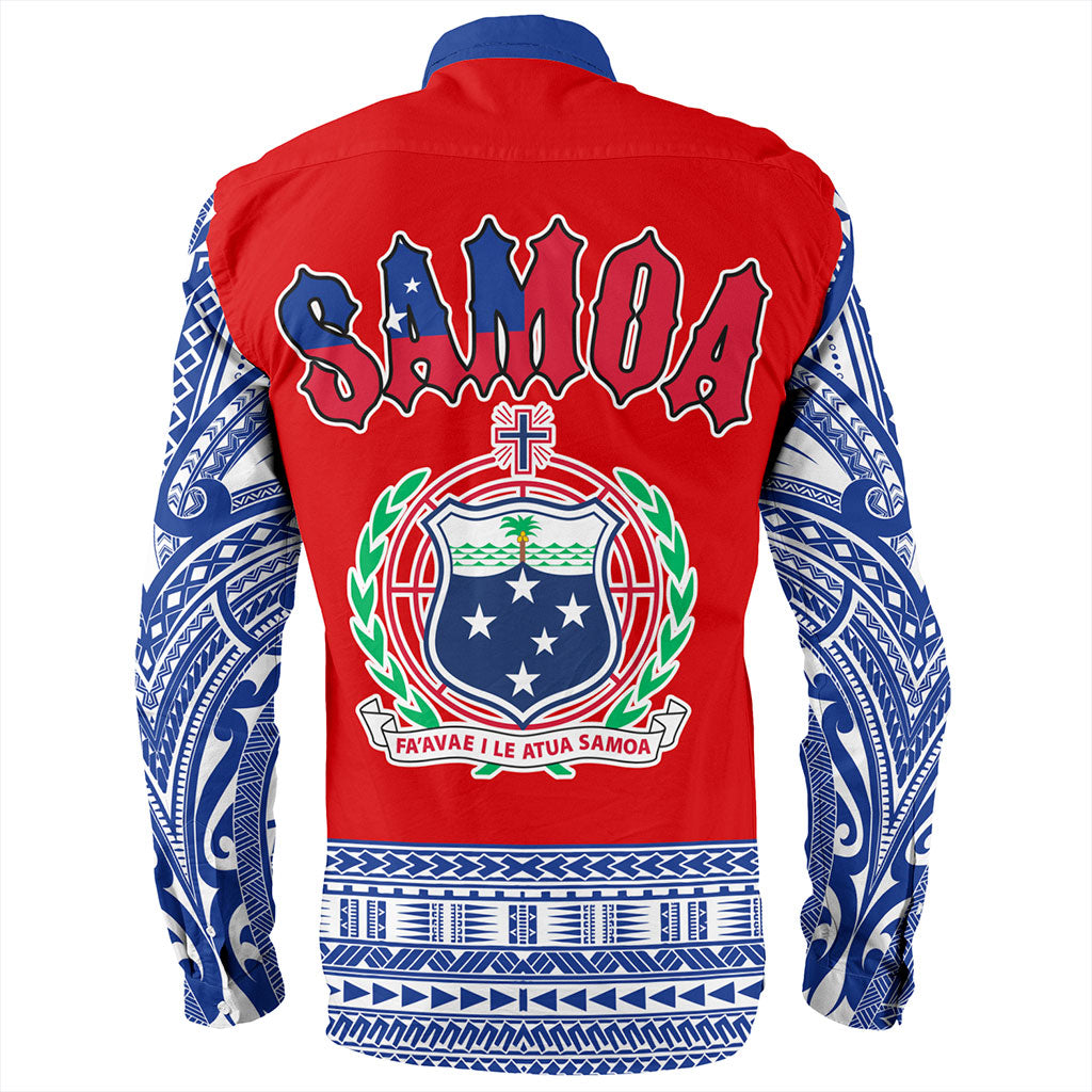 Samoa Long Sleeve Shirt Tribal Polynesia Printed Flag Simple Style