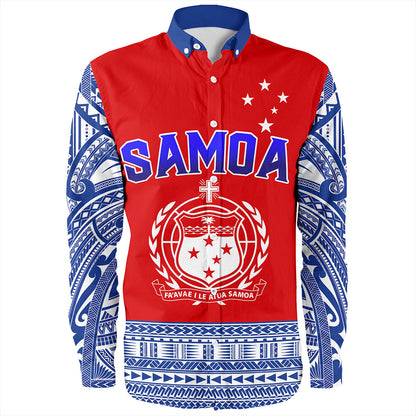 Samoa Long Sleeve Shirt Tribal Polynesia Printed Flag Simple Style