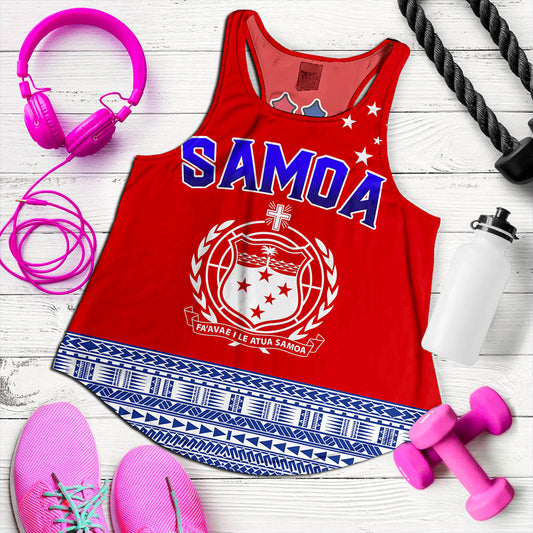 Samoa Women Tank Tribal Polynesia Printed Flag Simple Style