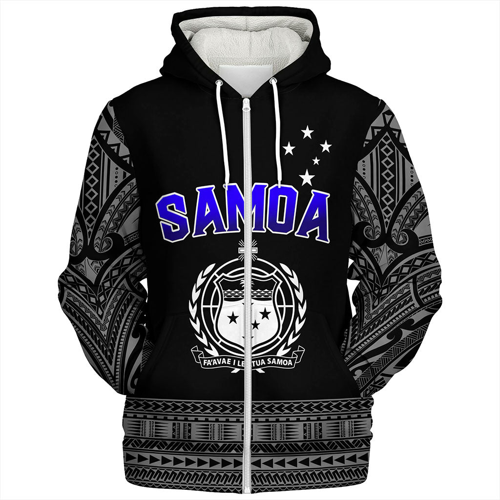 Samoa Sherpa Hoodie Tribal Polynesia Printed Simple Style