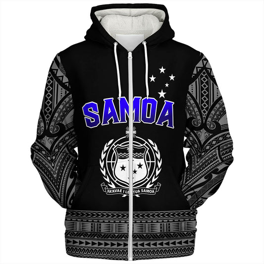 Samoa Sherpa Hoodie Tribal Polynesia Printed Simple Style