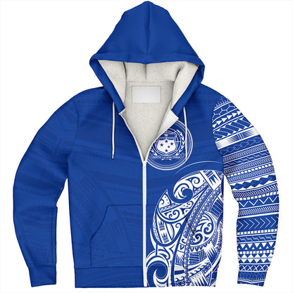 Samoa Sherpa Hoodie Polynesia Tribal Pattern Coat Of Arms