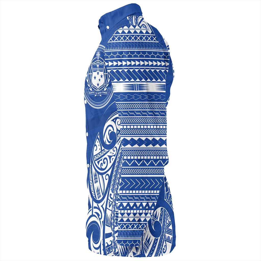 Samoa Long Sleeve Shirt Polynesia Tribal Pattern Coat Of Arms