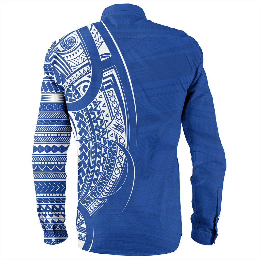 Samoa Long Sleeve Shirt Polynesia Tribal Pattern Coat Of Arms
