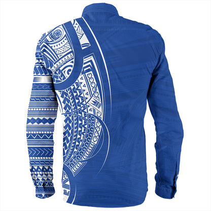 Samoa Long Sleeve Shirt Polynesia Tribal Pattern Coat Of Arms