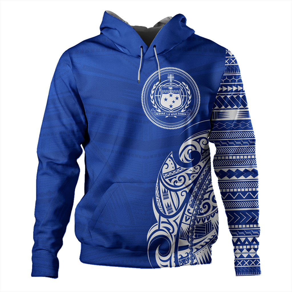 Samoa Hoodie Polynesia Tribal Pattern Coat Of Arms