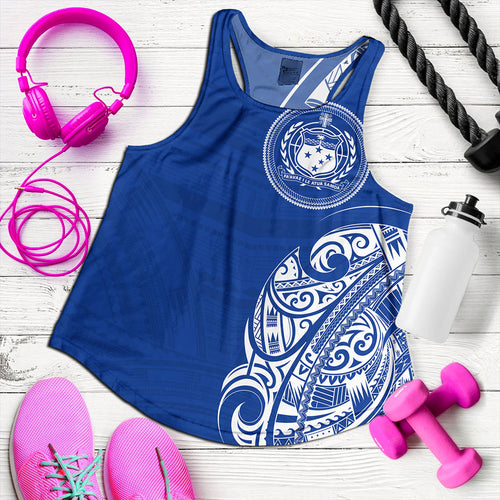 Samoa Women Tank Polynesia Tribal Pattern Coat Of Arms
