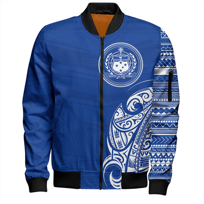 Samoa Bomber Jacket Polynesia Tribal Pattern Coat Of Arms