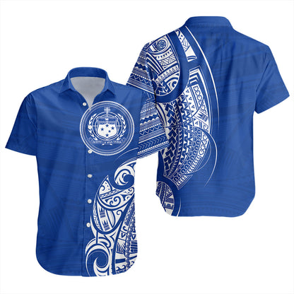 Samoa Short Sleeve Shirt Polynesia Tribal Pattern Coat Of Arms