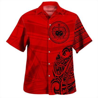 Samoa Hawaiian Shirt Polynesia Tribal Pattern Coat Of Arms