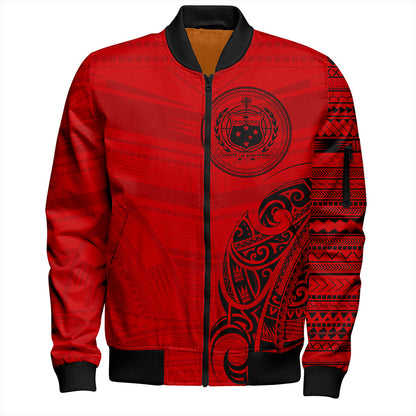 Samoa Bomber Jacket Polynesia Tribal Pattern Coat Of Arms