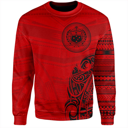 Samoa Sweatshirt Polynesia Tribal Pattern Coat Of Arms