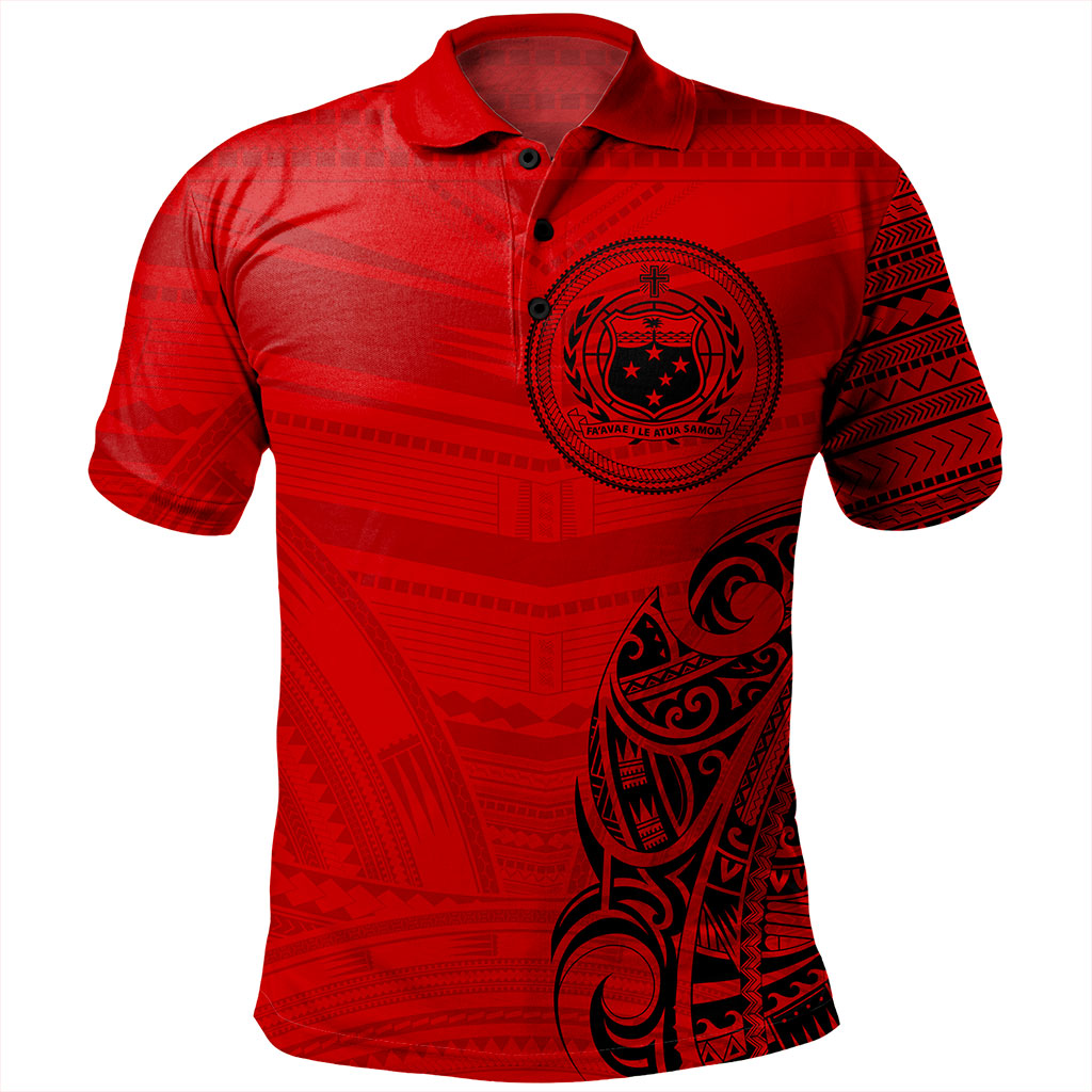 Samoa Polo Shirt Polynesia Tribal Pattern Coat Of Arms