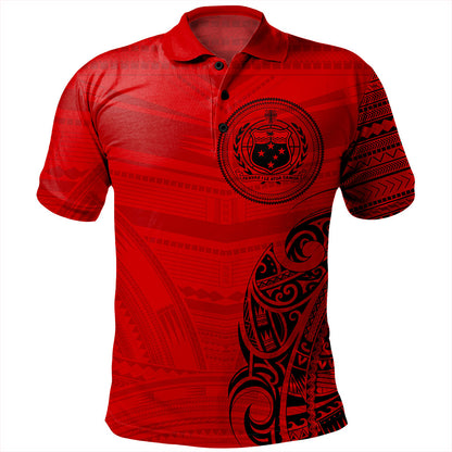 Samoa Polo Shirt Polynesia Tribal Pattern Coat Of Arms