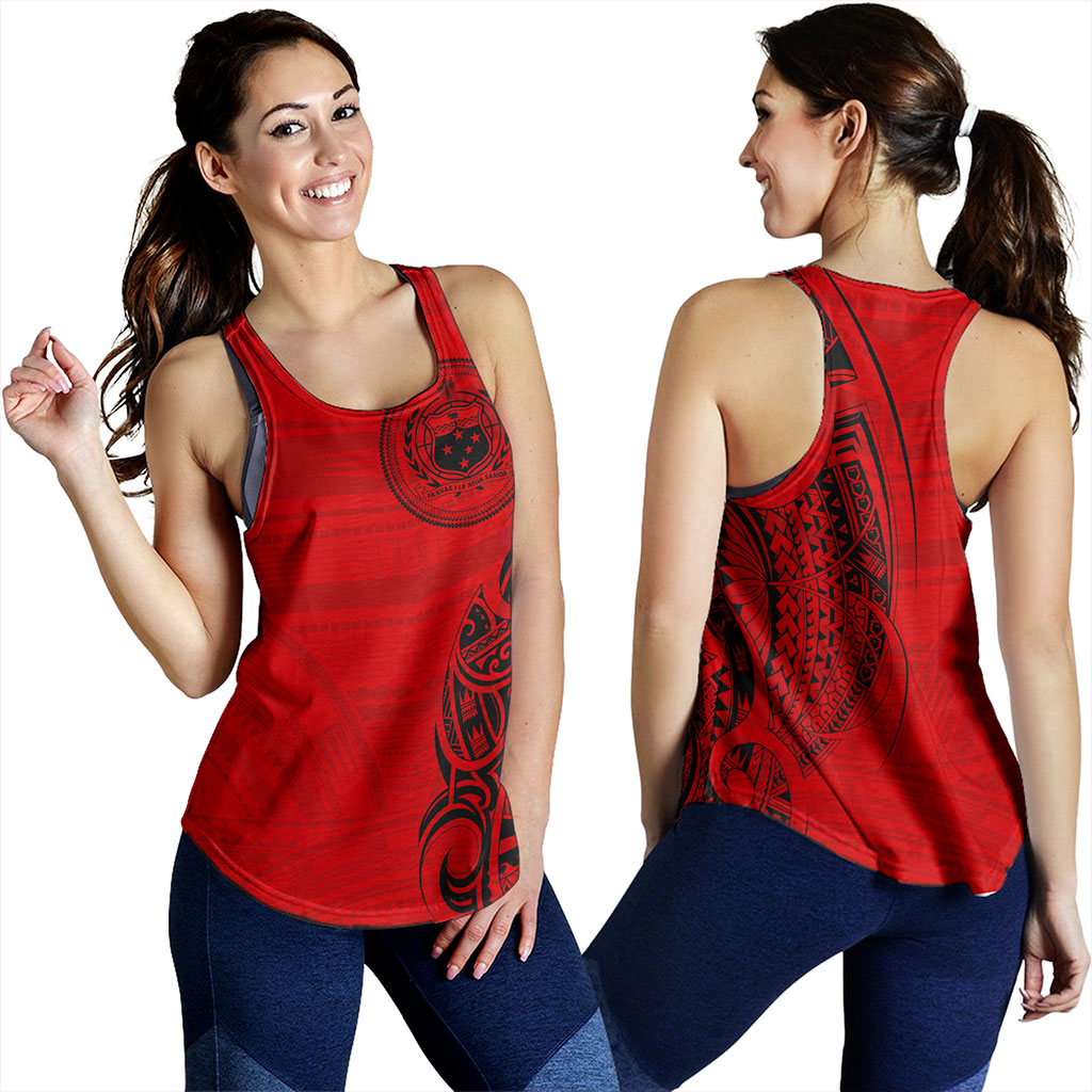 Samoa Women Tank Polynesia Tribal Pattern Coat Of Arms