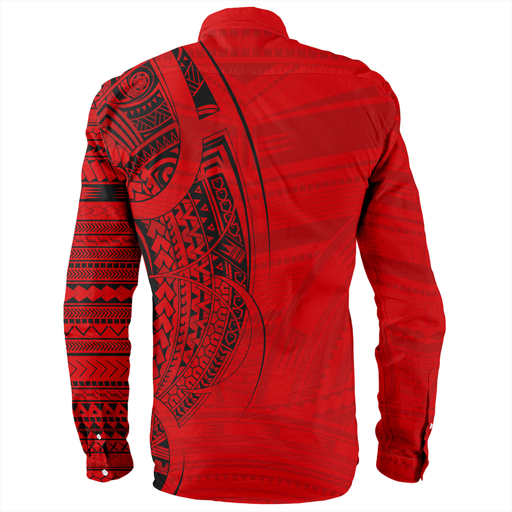 Samoa Long Sleeve Shirt Polynesia Tribal Pattern Coat Of Arms