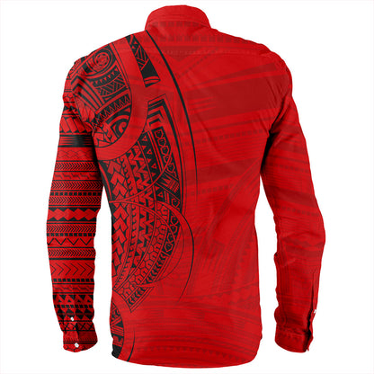 Samoa Long Sleeve Shirt Polynesia Tribal Pattern Coat Of Arms