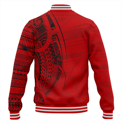 Samoa Baseball Jacket Polynesia Tribal Pattern Coat Of Arms