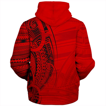 Samoa Sherpa Hoodie Polynesia Tribal Pattern Coat Of Arms