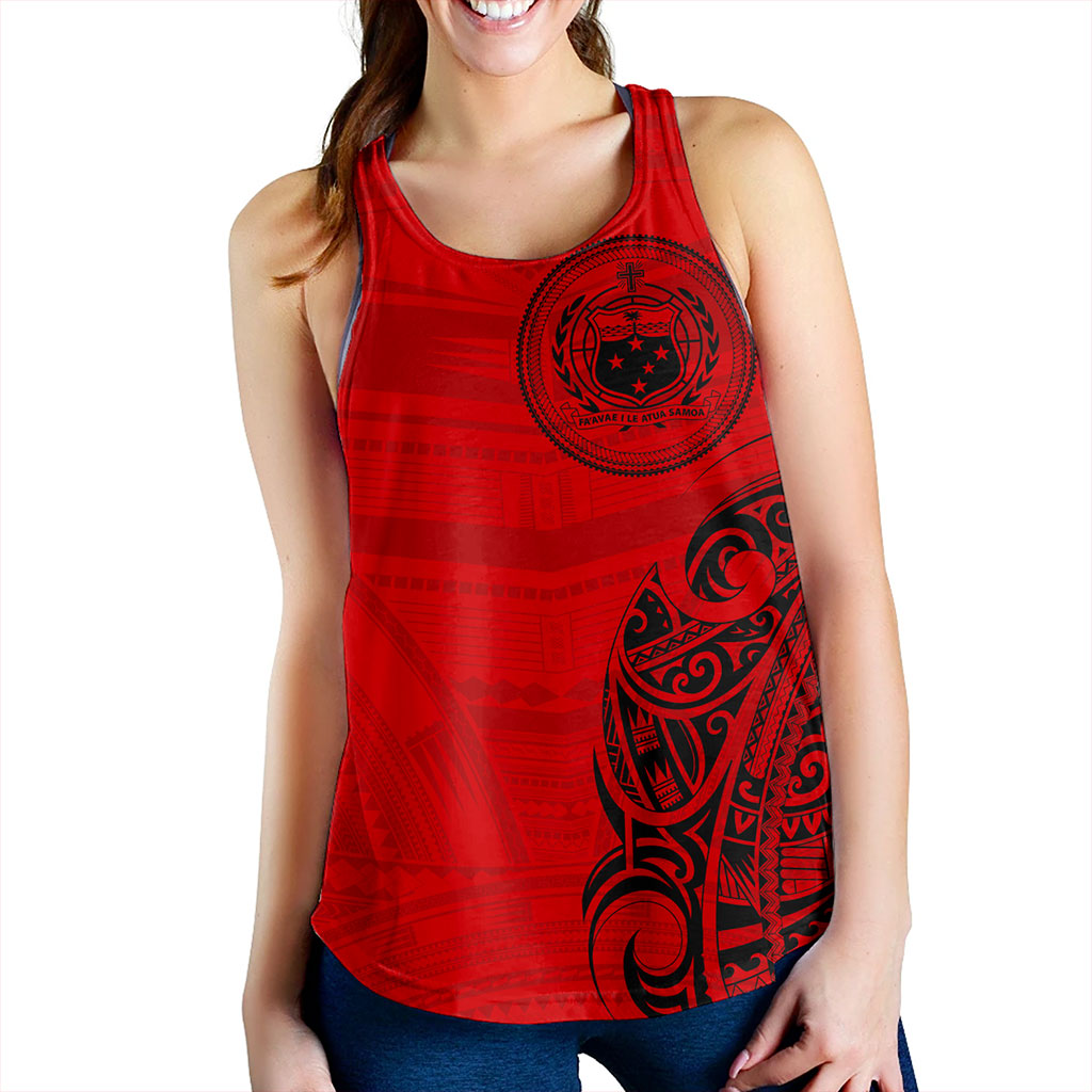 Samoa Women Tank Polynesia Tribal Pattern Coat Of Arms
