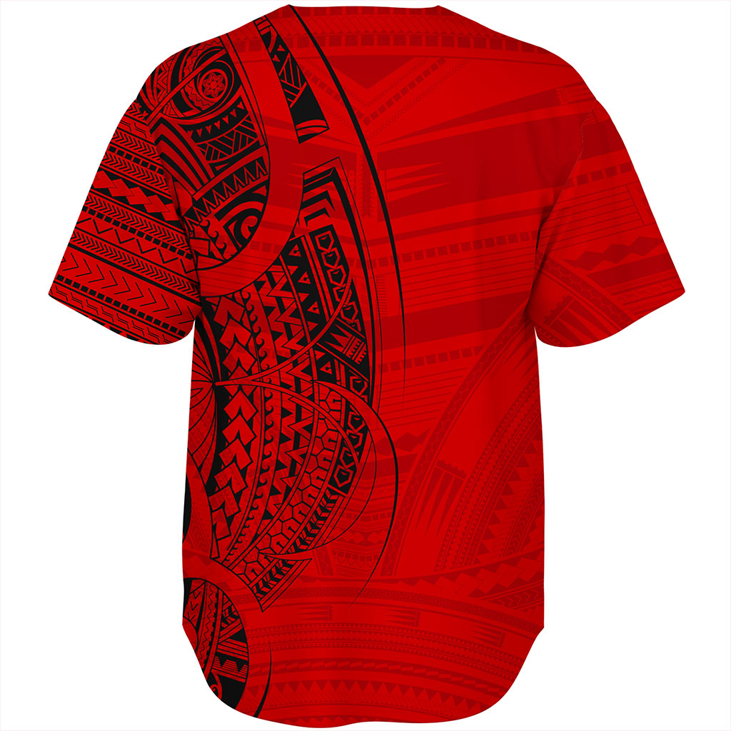 Samoa Baseball Shirt Polynesia Tribal Pattern Coat Of Arms