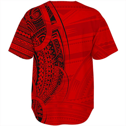 Samoa Baseball Shirt Polynesia Tribal Pattern Coat Of Arms