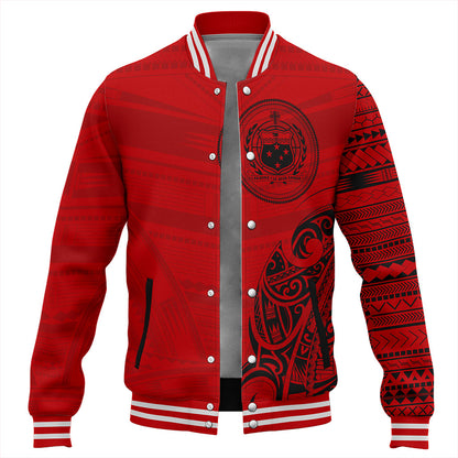 Samoa Baseball Jacket Polynesia Tribal Pattern Coat Of Arms
