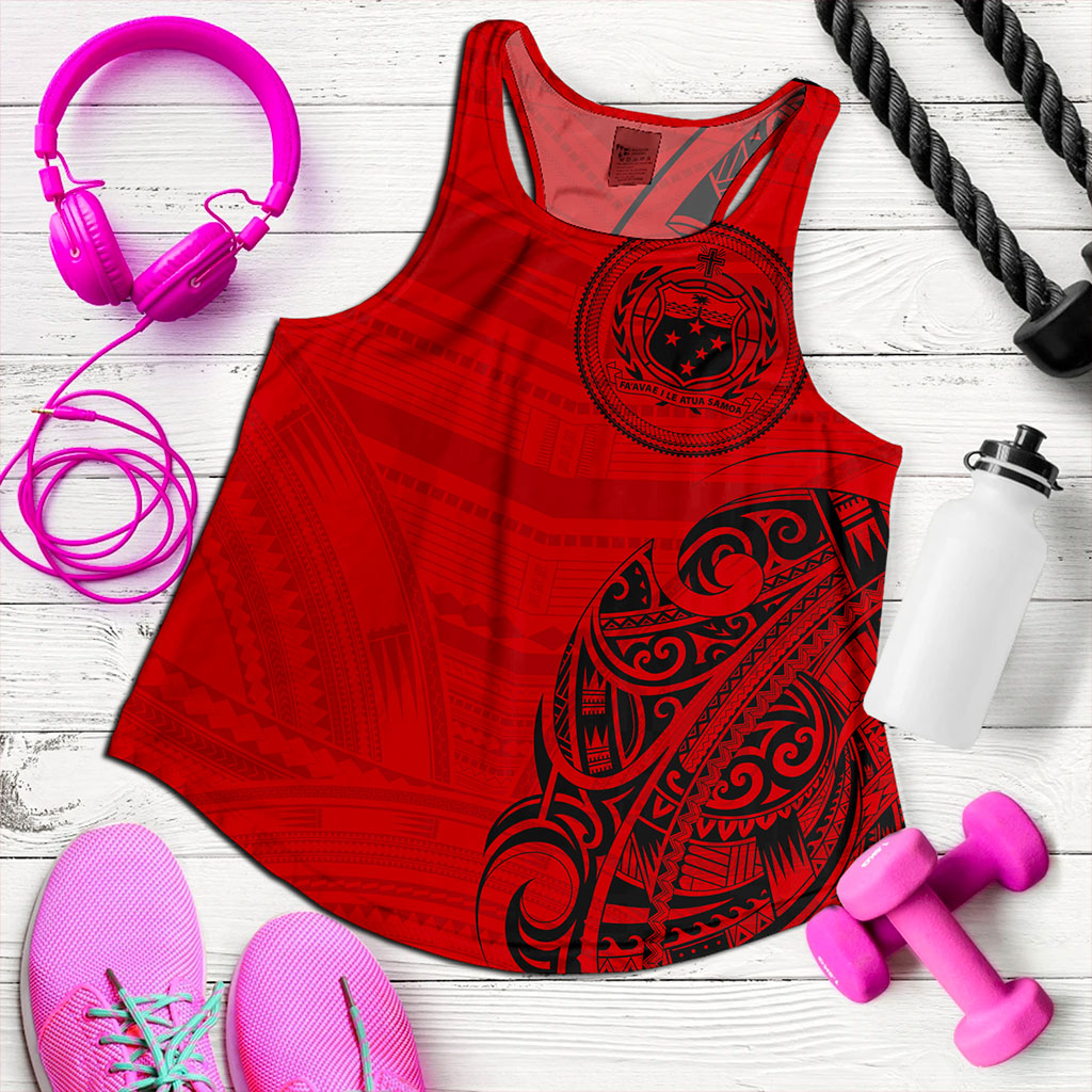 Samoa Women Tank Polynesia Tribal Pattern Coat Of Arms