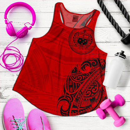 Samoa Women Tank Polynesia Tribal Pattern Coat Of Arms