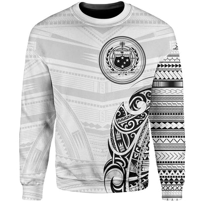 Samoa Sweatshirt Polynesia Tribal Pattern Coat Of Arms