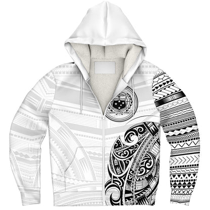 Samoa Sherpa Hoodie Polynesia Tribal Pattern Coat Of Arms