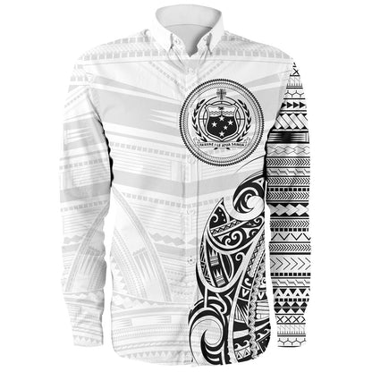 Samoa Long Sleeve Shirt Polynesia Tribal Pattern Coat Of Arms