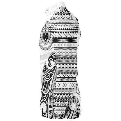 Samoa Long Sleeve Shirt Polynesia Tribal Pattern Coat Of Arms