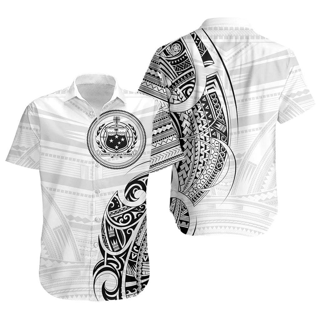 Samoa Short Sleeve Shirt Polynesia Tribal Pattern Coat Of Arms
