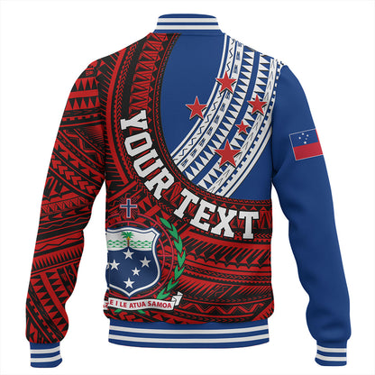Samoa Baseball Jacket Custom Tribal Polynesian Flag Print
