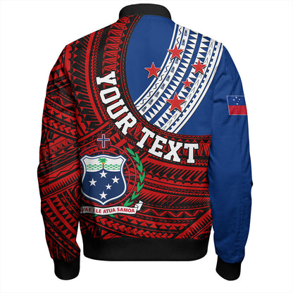 Samoa Bomber Jacket Custom Tribal Polynesian Flag Print