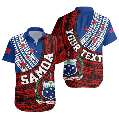 Samoa Short Sleeve Shirt Custom Tribal Polynesian Flag Print