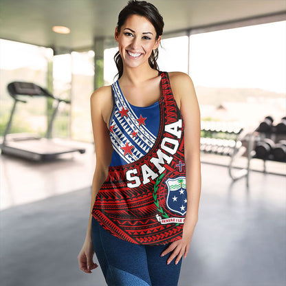 Samoa Women Tank Custom Tribal Polynesian Flag Print