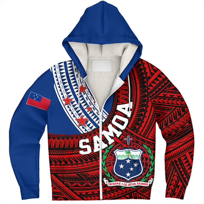 Samoa Sherpa Hoodie Custom Tribal Polynesian Flag Print