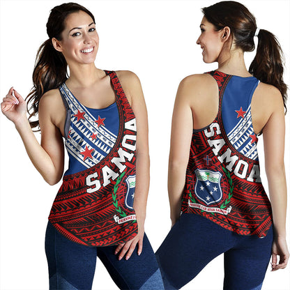 Samoa Women Tank Custom Tribal Polynesian Flag Print