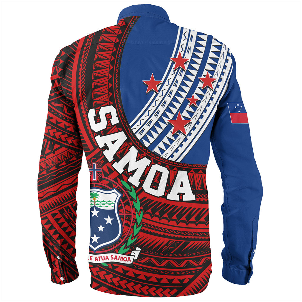 Samoa Long Sleeve Shirt Custom Tribal Polynesian Flag Print