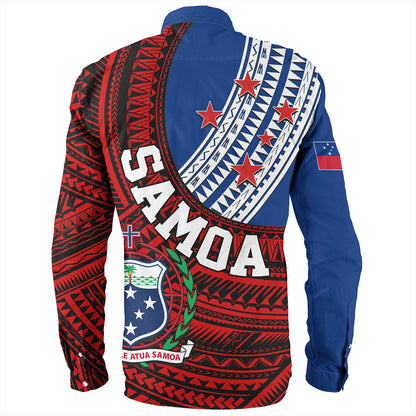 Samoa Long Sleeve Shirt Custom Tribal Polynesian Flag Print