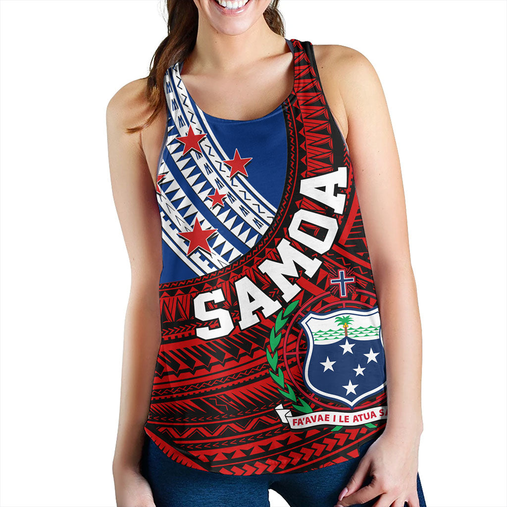 Samoa Women Tank Custom Tribal Polynesian Flag Print