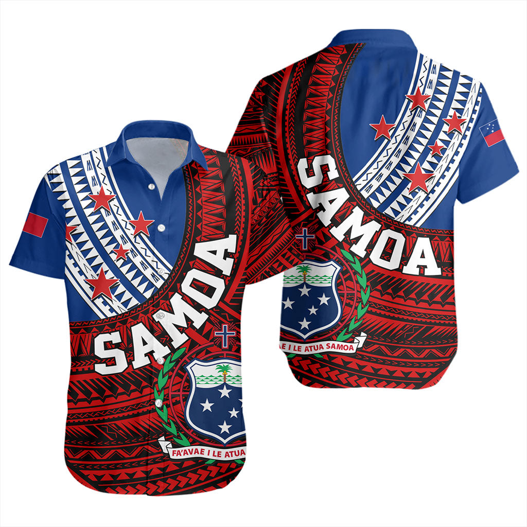 Samoa Short Sleeve Shirt Custom Tribal Polynesian Flag Print