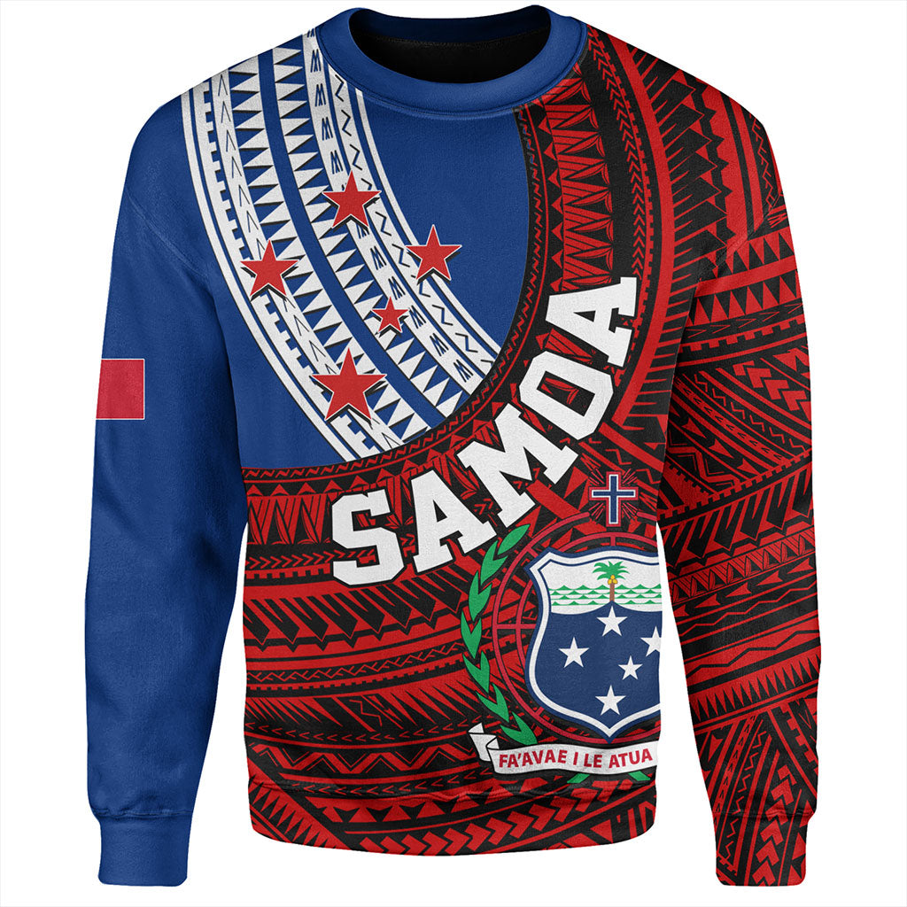 Samoa Sweatshirt Custom Tribal Polynesian Flag Print
