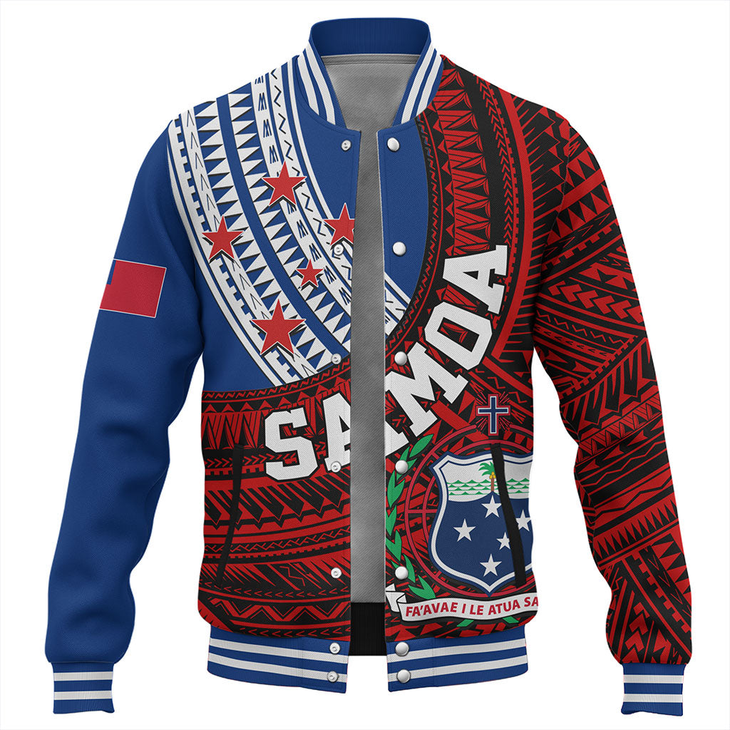 Samoa Baseball Jacket Custom Tribal Polynesian Flag Print
