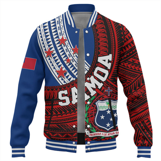 Samoa Baseball Jacket Custom Tribal Polynesian Flag Print
