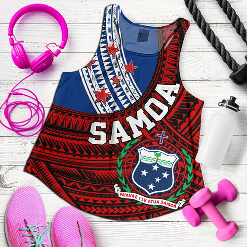 Samoa Women Tank Custom Tribal Polynesian Flag Print