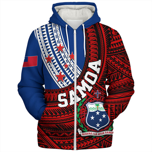 Samoa Sherpa Hoodie Custom Tribal Polynesian Flag Print