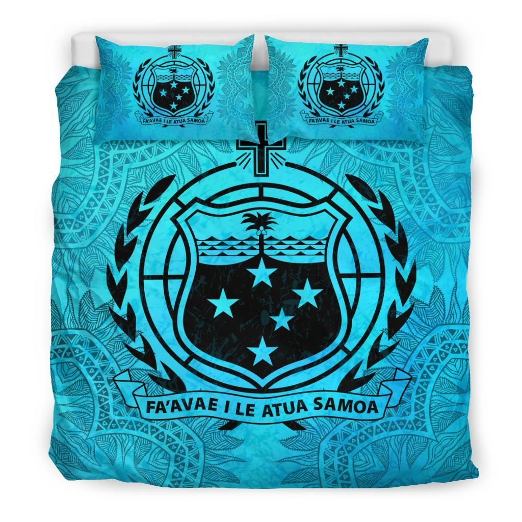 Samoa Duvet Cover Set - Samoa Coat Of Arms Turquoise